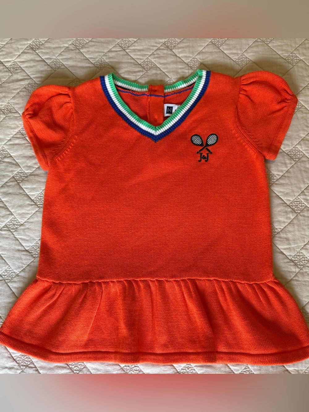 Janie and Jack Orange Knit Ruffle-Hem Short Tennis Dress